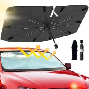 Car Sun Shade for Windshield Block UV Rays and Heat Sun Visor Protector,Foldable Windshield Sun Shade Umbrella,Keep Car Cool,Easy to Use/Store for Sedan SUV Van