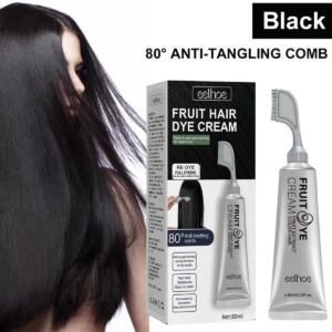 Natural Plant Fruit Hair Dye Cream, Fruit Essence Hair Dyeing Comb for Gray Hair Coverage, Permanent Hair Color with Quick Precision Applicator, For Men and Women