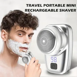 Mini Electric Shaver, Pocket Size Portable Shaver LCD Power Display, Portable Wet Dry Razor for Men, Washable Electric Razor, USB Rechargeable Suitable for Home, Car, Travel