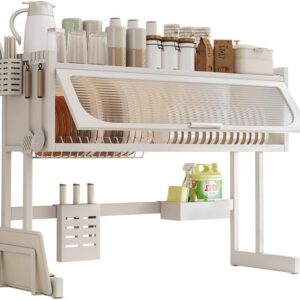 3 Tier Stand Heavy Duty Over Dish Rack, Over The Sink Dish Rack for Kitchen Sink Shelf with Dust-Proof Cabinet