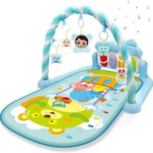 Blue - Baby Play Gym With Piano, Soft Activity Mat For Tummy Time And Development, Musical And Hanging Toys, Early Learning Infant Play Mat For Newborns And Toddlers