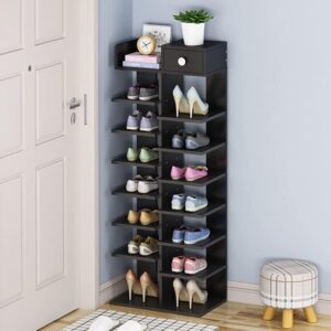 Black - Multifunctional Floor Shoe Rack with Storage Shelf Flower Stand and Bookshelf for Space Saving in Household Doorways and Living Rooms.
