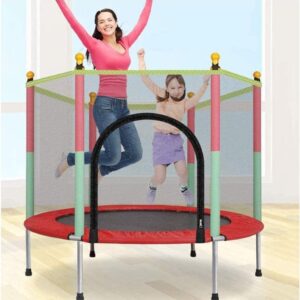 Indoor Mini Trampoline for Kids, Jumping Trampoline Fitness Trampoline 3-12 Years Child Trampoline, with Enclosure Net Jumping Mat Max Weigh