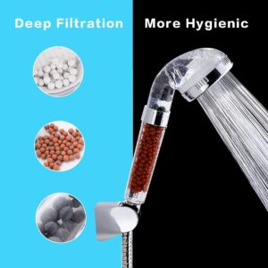Water Therapy Spa Shower Bath High Pressure Filter Water Saving Rain Shower Head With Activated Ion Negative Ball