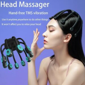 Head Massager Octopus Scalp Massagers,360 Degree Automatic Rechargeable Handfree Relax Massage with 3 Vibration Mode for Stress Pain Relax Headache Pain Relief Machine