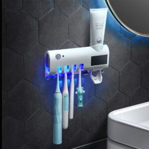 Wall-Mounted Dental Storage Box, UV Toothbrush Sterilizer with Infrared Sensor And Solar Charging for Electric Toothbrush Toothpaste