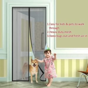 Magnetic Screen Door - Automatic Closing Fly Insect Bug Screen Net Mesh, Self-Sealing, Hands-Free Mesh Partition Keeps Bugs Out, Heavy Duty Mesh Curtain
