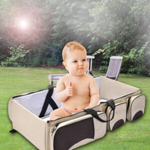 Baby Bassinet 3 In 1 Baby Nappy Changing Bags, Multifunctional Portable Baby Travel Bed Crib Diaper Bag Changing Station Foldable Carrycot for 0-12 Months