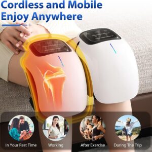 Cordless Knee Massager, Multi-Functional Knee Massager, Rechargeable Electronic Massage, Heating and Vibration Function for Swelling Stiffness