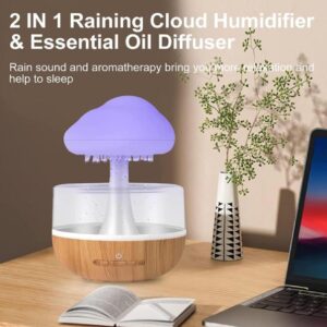 Aromatherapy Essential Oil Diffuser Raining Cloud Night Light Rain Cloud Humidifier Wood Water Drip for Sleeping Relaxing