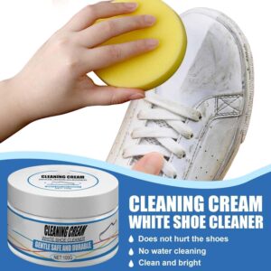 Multi-Functional White Shoes Cleaner Cream With Sponge,Multi-functional Cleaning Yellowing Maintenance Whitening And Brightening Sports Shoes Stain Remover