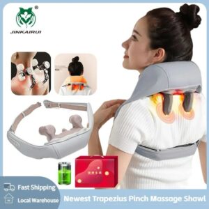 Neck Massager with Heat, Neck and Shoulder Massager - Deep Tissue Kneading Massage Pillow for Back, Legs and Waist Muscle Pain Relief - Home, Office & Car