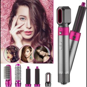 5 in 1 Curling Iron, Curling Wand Set with Curling Brush and 4 Interchangeable Ceramic Curling Wand, Instant Heat Up