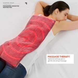 9-Massage Massaging Weighted Heating Pad: Sharper Image Electric Heating Pad for Comfort and Pain Relief (Calming Heat & Vibrations)