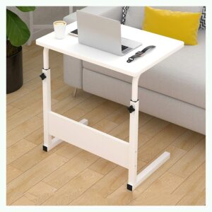 Side Tables for Small Spaces Side Table Mobile Table Workstation Home Office Desks, Solid-Top Height Adjustable Wooden Mobile Laptop Desk Cart With Pulley