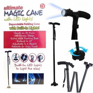 Folding Walking Cane with LED Light, Adjustable & Portable Walking Stick, Lightweight, Collapsible with Carrying Bag for Men Woman