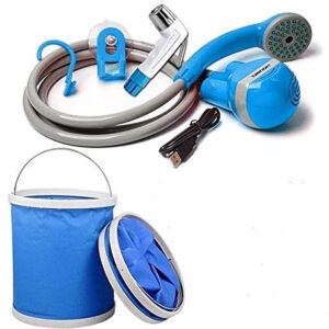 Indoor and Outdoor Camping Hygiene Solution Muslim Shattaf Portable Travel Bidet Hose Spray with Foldable Bucket