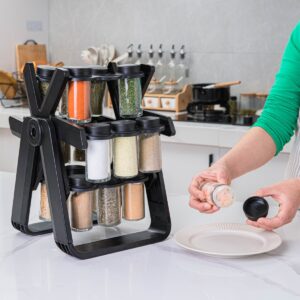 Rotating Spice Rack Organizer With 18 Glass Jars, 360 Degree Revolving Ferris Wheel Set, Removable