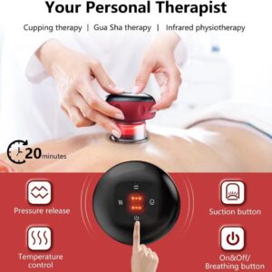 Electric Cupping Therapy, Rechargeable Professional Smart Cupping Device with Red Light Therapy/12 Gears, Scraping Tool, for Muscle Pain Relief Better Blood Circulation Gift Idea