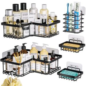 Spice Rack Shower Saddy 5pack Shelf for Bathroom Kitchen Organiser Storage with Self Adhesive No Drill Suction Shelevs