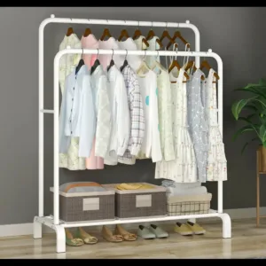 White - Clothes Rack, Clothing Garment Rack Metal Rail Hanging Clothes Storage Shelf Boxes Shoes Boots jackets scarf Commercial Grade Multi-Purpose Entryway Shelving Unit Home Bedroom
